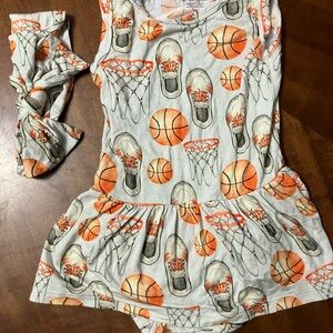 Basketball Themed Baby Dress with Headband